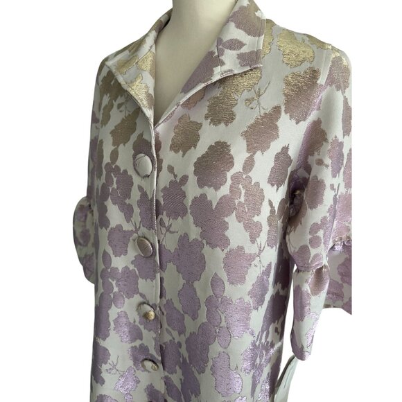 CAROLINE ROSE Floral Lavender Iridescent Lightweight Jacket Coat Sz S NEW w tags - Picture 4 of 12